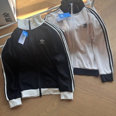High Quality Adidas Coat Black Cotton Retro Style