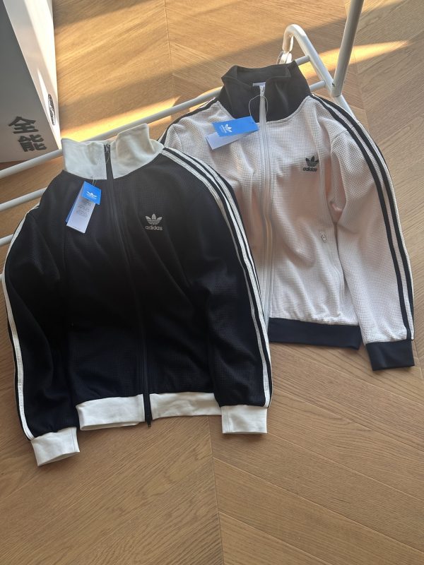 High Quality Adidas Coat Black Cotton Retro Style