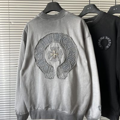 Luxury Chrome Hearts Hoodie Black Distressed Luxury