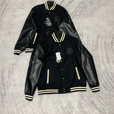 High Quality Chrome Hearts Jackets Black Wool Embroidery Collection