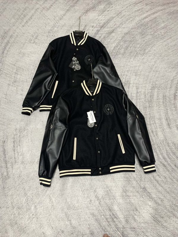 High Quality Chrome Hearts Jackets Black Wool Embroidery Collection