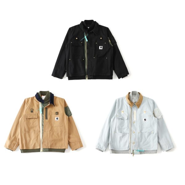 Luxury Sacai Coats Khaki Cotton Casual Collection