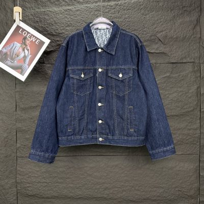 Luxury Dior Jackets Blue Denim Solid Luxury