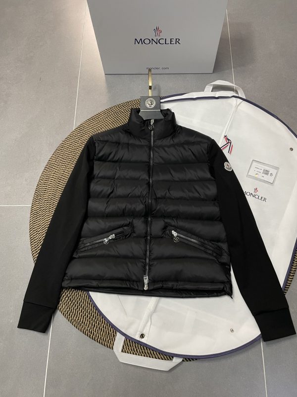 High Quality Moncler Jackets Black Wool Patchwork Style