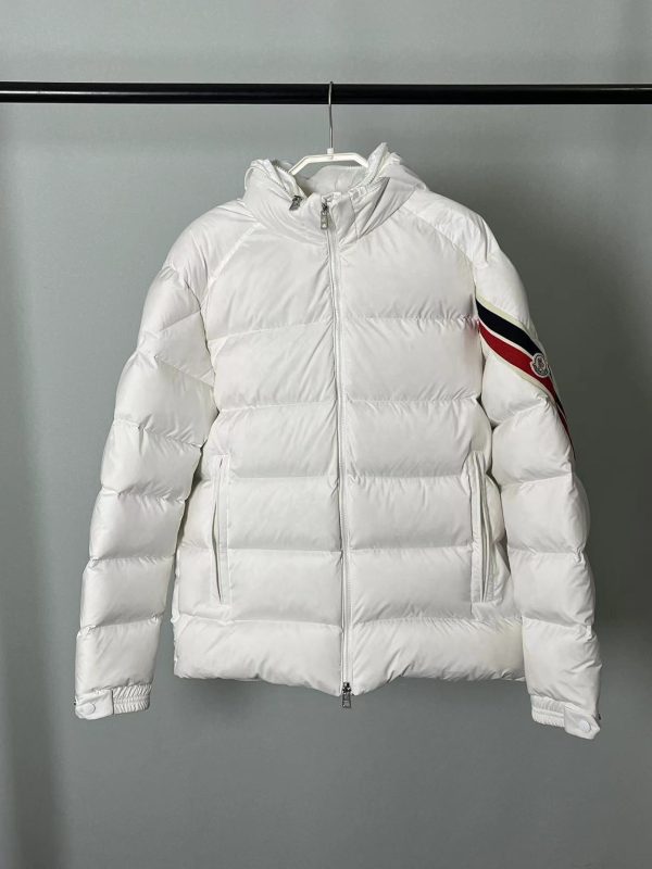 Premium Moncler Coats White Nylon Stripe Style