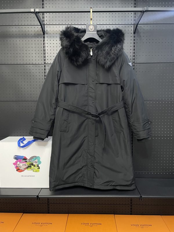Premium Quality Prada Down Jackets Silver Nylon Oversized Style
