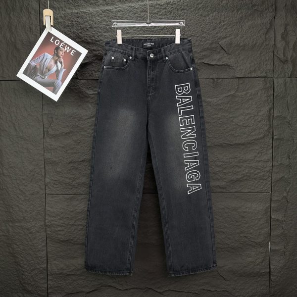Luxury Balenciaga Jeans Black Embroidered Collection