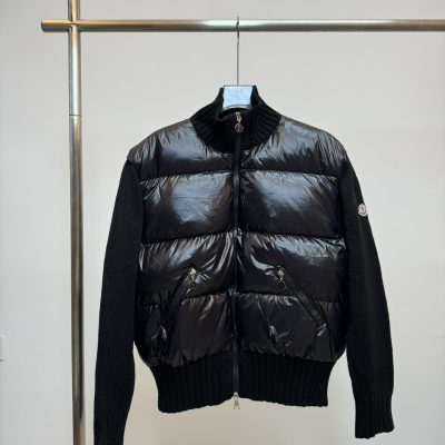 Premium Moncler Down Jacket White Wool Embroidered Luxury