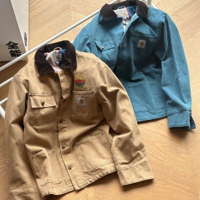 Luxury Carhartt Jackets Green Cotton Striped Luxury