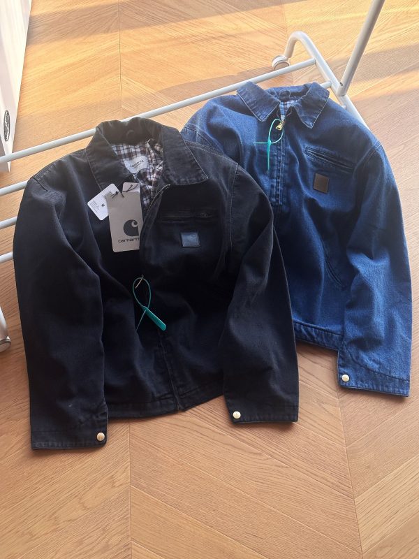 Premium Carhartt Jacket Black Denim Distressed Style