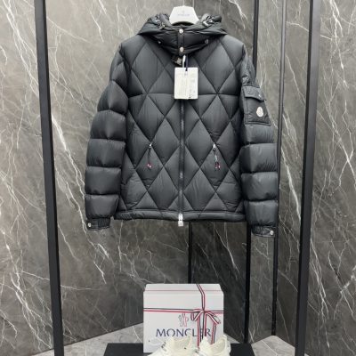 High Quality Moncler Coats Black Nylon Logo Collection