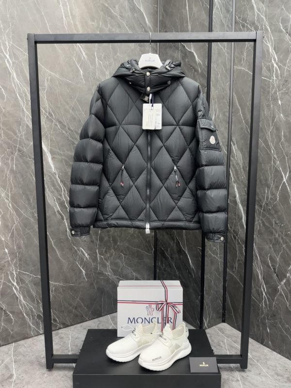 High Quality Moncler Coats Black Nylon Logo Collection