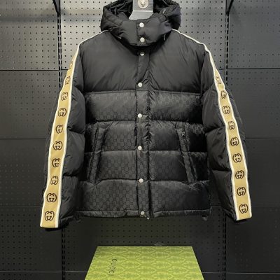 High Quality Gucci Coats Black Nylon Logo Luxury