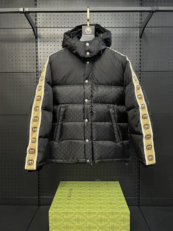 High Quality Gucci Coats Black Nylon Logo Luxury