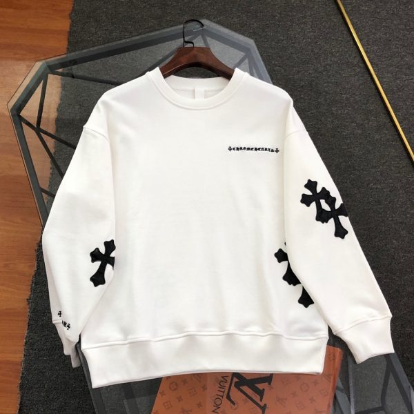 Luxury Chrome Hearts Sweatshirts Black Cotton Embroidered Style