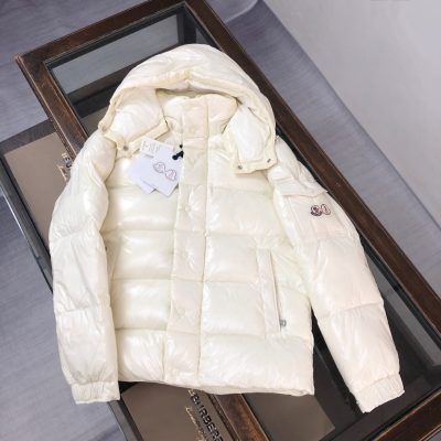 High Quality Moncler Jackets Ivory Nylon Checkered Style