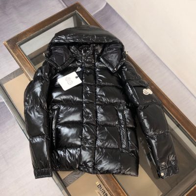 High Quality Moncler Jackets Black Nylon Checkered Style