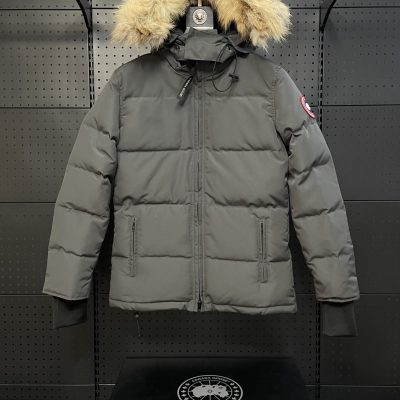 Premium Canada Goose Down Jacket Gray Polyester Embroidery Luxury