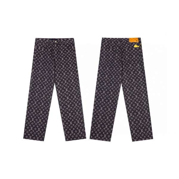 Premium Louis Vuitton Jeans Black Denim Classic Style