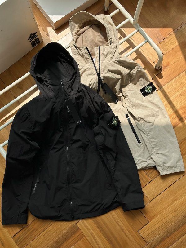 Premium Stone Island Long Sleeves Black Nylon Solid Style