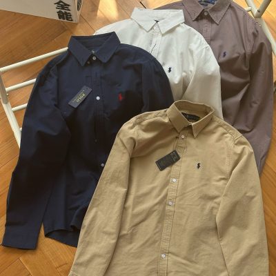 Premium Quality Ralph Lauren Long Sleeves Navy Cotton Solid Collection