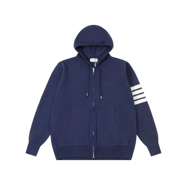Luxury Thom Browne Jackets Navy Wool Jacquard Style