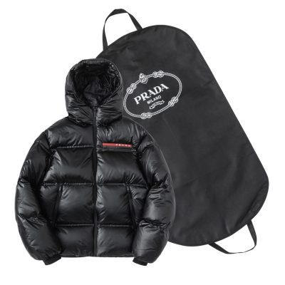 Luxury Prada Jackets Red Nylon Stripe Collection