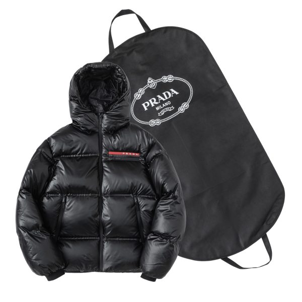 Luxury Prada Jackets Red Nylon Stripe Collection