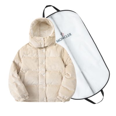 Premium Moncler Down Jackets White Embroidered Collection