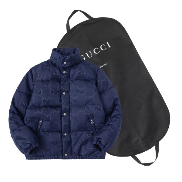 Premium Quality Gucci Down Jackets Black Cotton Monogram Collection