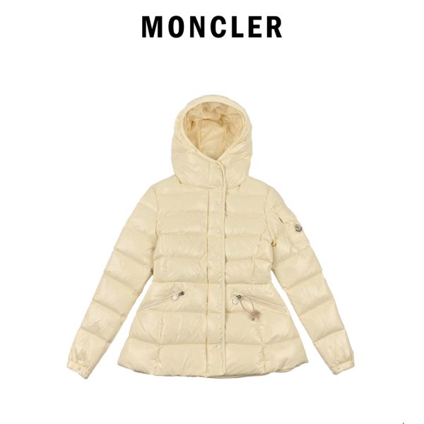 Premium Quality Moncler Down Jackets White Nylon Logo Style