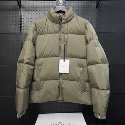 Best Selling Moncler Jackets Khaki Leather Logo Style