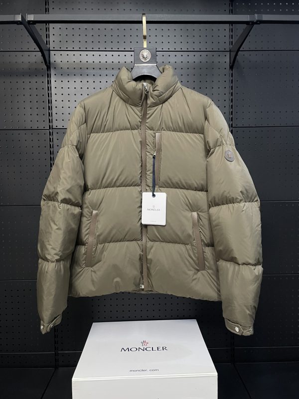 Best Selling Moncler Jackets Khaki Leather Logo Style