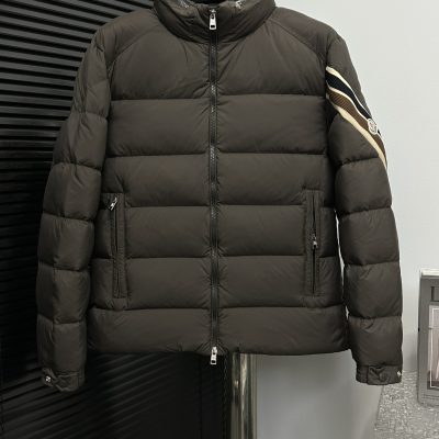 Premium Moncler Coats Brown Stripe Style
