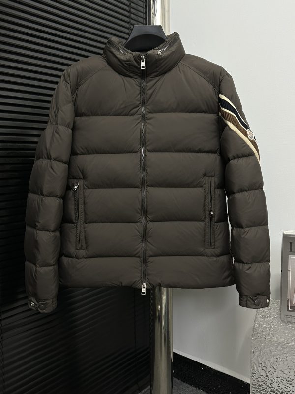 Premium Moncler Coats Brown Stripe Style