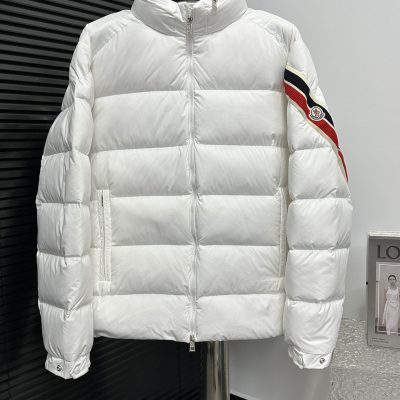 High Quality Moncler Coats White Stripe Luxury