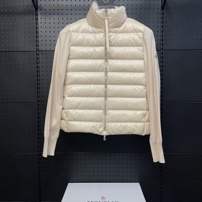 Luxury Moncler Down Jackets White Knit Patchwork Style