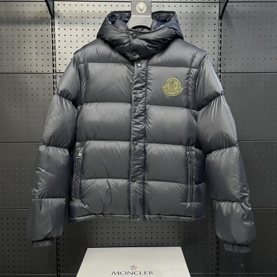 Premium Quality Moncler Coats Black Nylon Modern Style