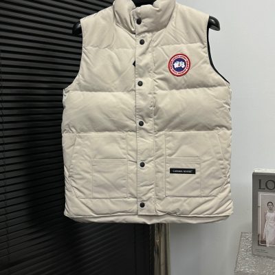 Luxury Canada Goose Vest White Polyester Embroidery Luxury