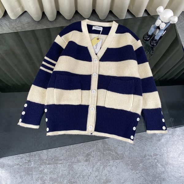 Premium Quality Thom Browne Sweater Navy Wool Classic Luxury