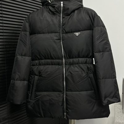 Premium Prada Down Jackets White Nylon Style