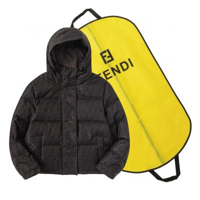 Premium Fendi Down Jackets Black Knit Monogram Luxury