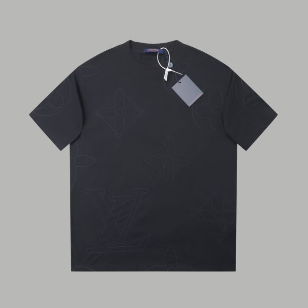 Best Selling Louis Vuitton Short Sleeves Black Cotton Logo Collection