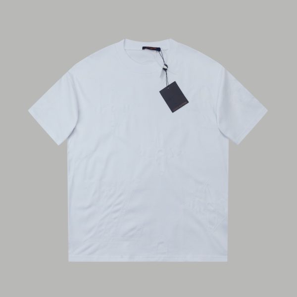 Luxury Louis Vuitton Short Sleeves Black Cotton Logo Style