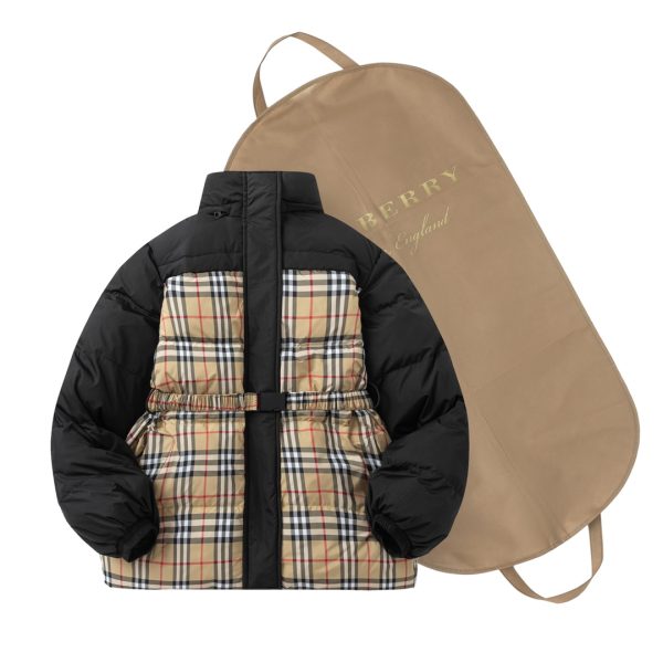 Premium Burberry Down Jacket White Plaid Collection