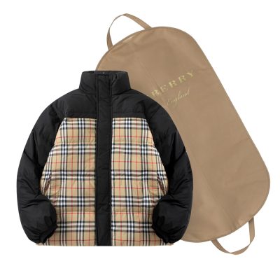 Premium Quality Burberry Down Jacket White Nylon Classic Collection