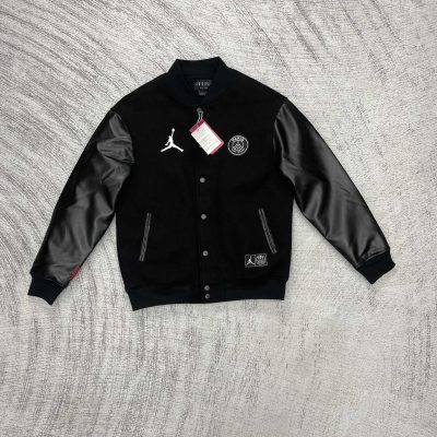 High Quality Jordan Coats Black Leather Embroidery Collection
