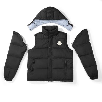 Luxury Moncler Coats Black Nylon Modern Collection