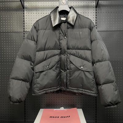 High Quality Miu Miu Jackets Black Leather Retro Luxury