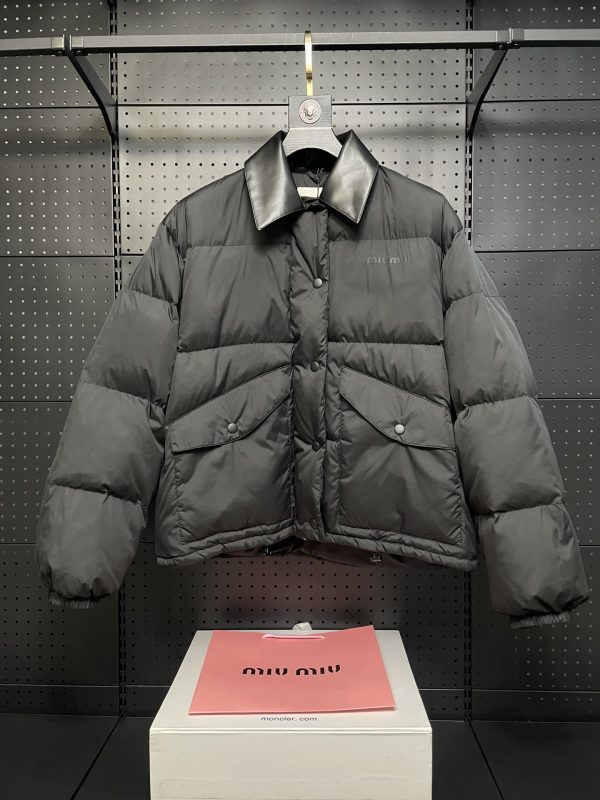 High Quality Miu Miu Jackets Black Leather Retro Luxury